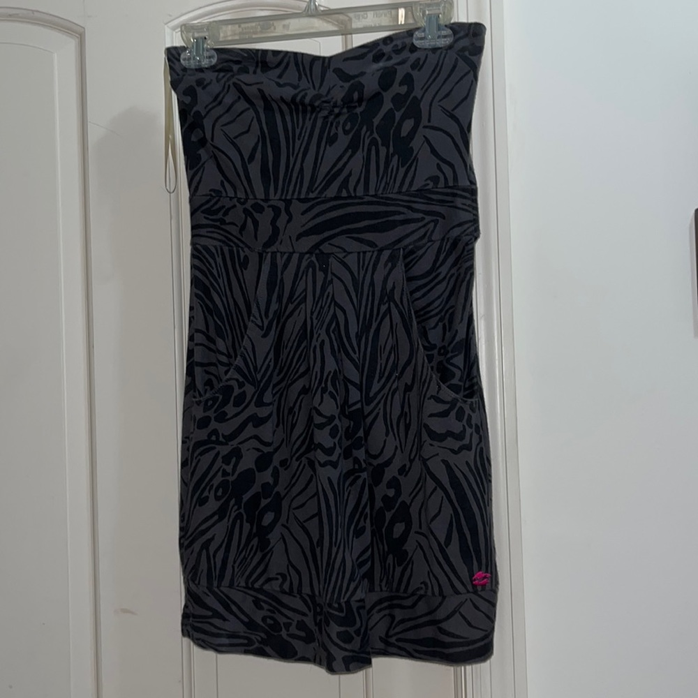 Billabong Strapless Gray Animal Print Dress
